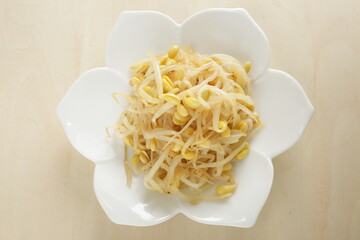 Korean food, boiled soy sprout mixed with sesame oil Namul comfort food