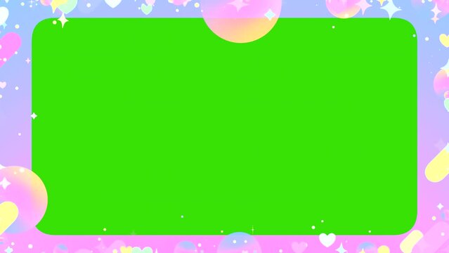 Looped soft pastel gradient frame with bling bling sparkles effect on green screen background animation.