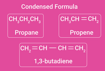 Condensed Formula: Propane, Propene and 1,3 butadiene