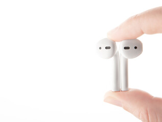 image of earphones white background