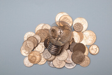 coins and bulb