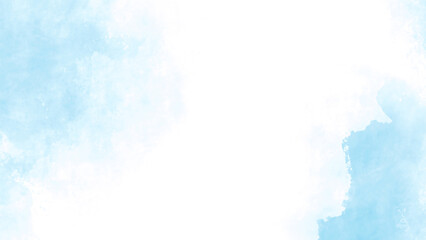 Blue turquoise white watercolor background for poster, brochure or flyer, wedding cards. Abstract sky. Horizontal banner template. Copyspace. Website graphics