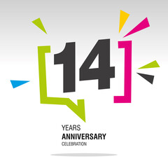 14 Years Anniversary celebration colorful white modern number logo icon banner