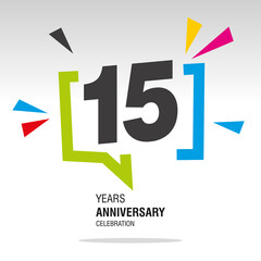 15 Years Anniversary celebration colorful white modern number logo icon banner
