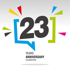23 Years Anniversary celebration colorful white modern number logo icon banner