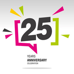 25 Years Anniversary celebration colorful white modern number logo icon banner
