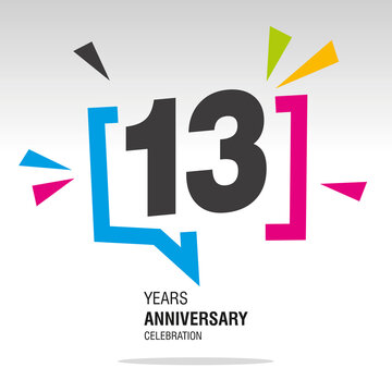 13 Years Anniversary celebration colorful white modern number logo icon banner
