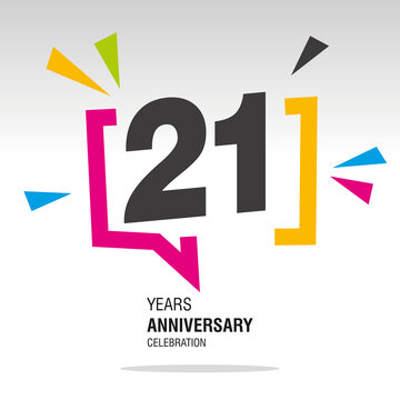 21 Years Anniversary celebration colorful white modern number logo icon banner
