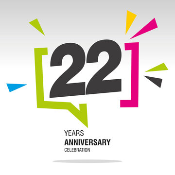 22 Years Anniversary celebration colorful white modern number logo icon banner