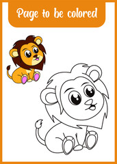 coloring book for kids. cute lion 