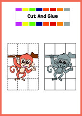 cut and glue monkey for kids