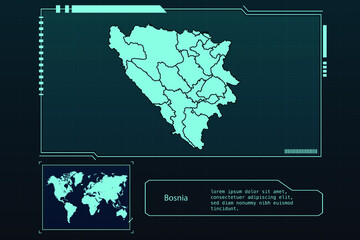 Bosnia Map Futuristic infographic Map element collection background