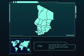 Chad Map Futuristic infographic Map element collection background