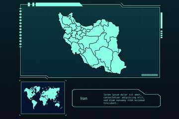 Iran Map Futuristic infographic Map element collection background
