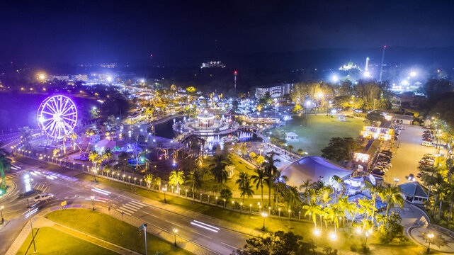 aerial view of Jerudong Park Playground, Brunei Darussalam. 