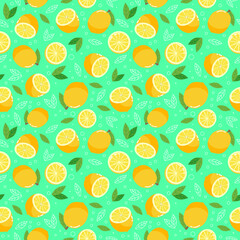 Colorful summer seamless pattern with lemons. Vector illustration