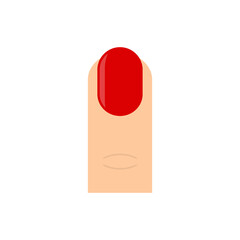 Illustration of  finger with red nail. Vector.