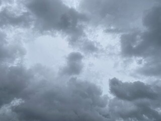 Multiple levels of white and grey clouds.