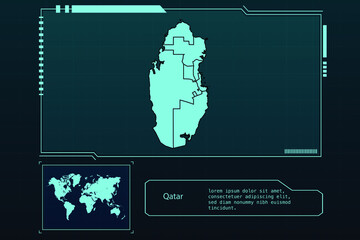 Qatar Map Futuristic infographic Map element collection background	