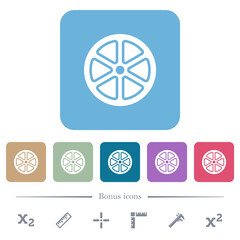 Lemon slice alternate flat icons on color rounded square backgrounds