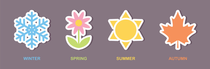 four seasons winter spring summe fall icon set