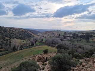 Photographing scenic nature from above a hill