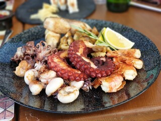 grilled seafood on a plate