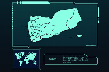 Yemen Map Futuristic infographic Map element collection background	