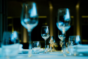 empty glass of water on the table with blur background
