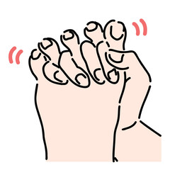 足の指の間に手の指を入れて足指マッサージをしているイラスト
