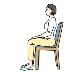 正しい姿勢で椅子に座っている女性