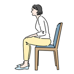 間違った姿勢で椅子に座っている女性
