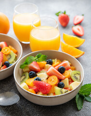 Healthy fresh fruit salad in a bowl