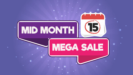 Mid month Mega sale banner template design for web app or social media.
