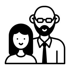 Single Father Photo Frame Vector Icon Design, Happy Fathers Day Symbol, Dads Gift Elements Sign, Parents Day Stock illustration, Daughter and Step Dad Picture Concept