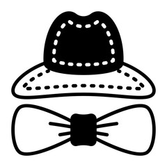 mustache with bow Vector Icon Design, Happy Fathers Day Symbol, Dads Gift Elements Sign, Parents Day Stock illustration, Daddy's Hat with bow Concept