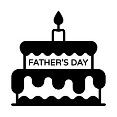 Two story pastry cake with candle Vector Icon Design, Happy Fathers Day Symbol, Dads Gift Elements Sign, Parents Day Stock illustration, father birthday celebration cake Concept