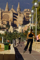 Catedral desde el Molinar.Paseo maritimo. Palma. Mallorca .Baleares. Espa&ntilde;a.