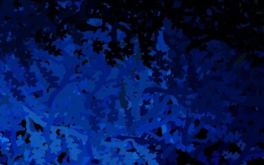 Fototapeta na wymiar Dark BLUE vector abstract background with leaves, branches.
