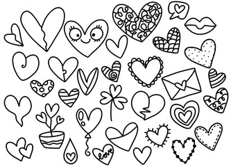 Set valentines hearts for gifts and cards and stickers and weddings and kids and hobbies