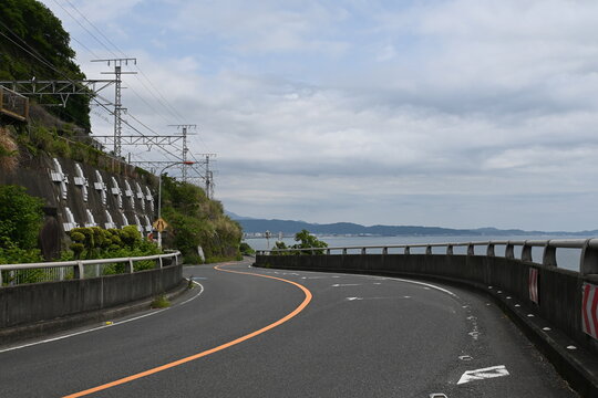 Along the road overlooking the sea
