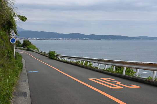 Along the road overlooking the sea