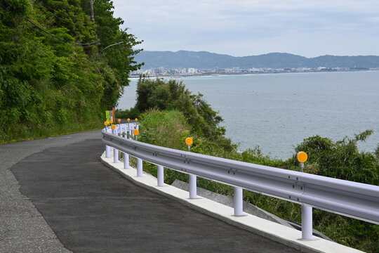 Along the road overlooking the sea