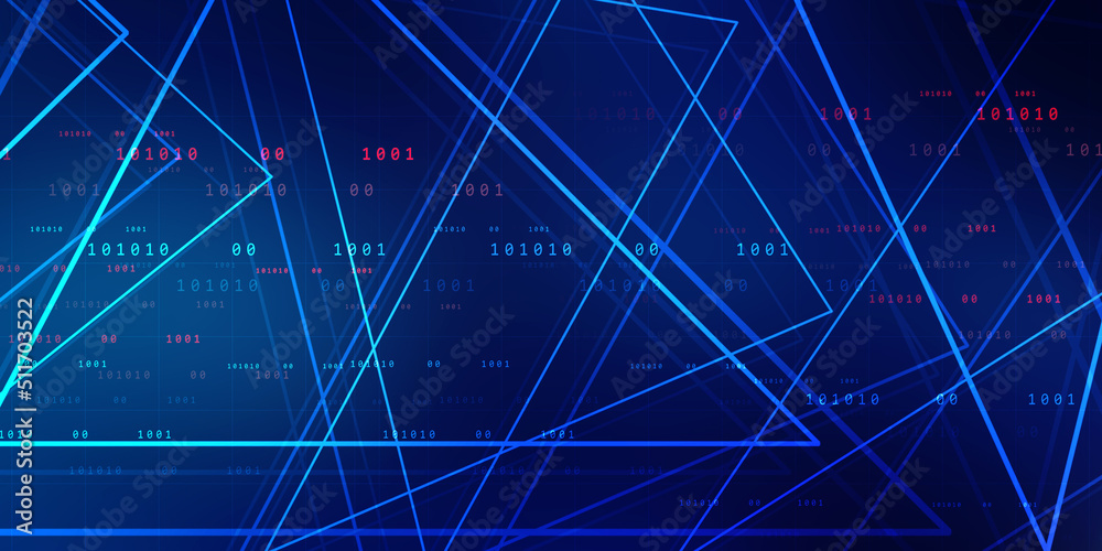Poster 2d illustration abstract digital binary data on computer screen