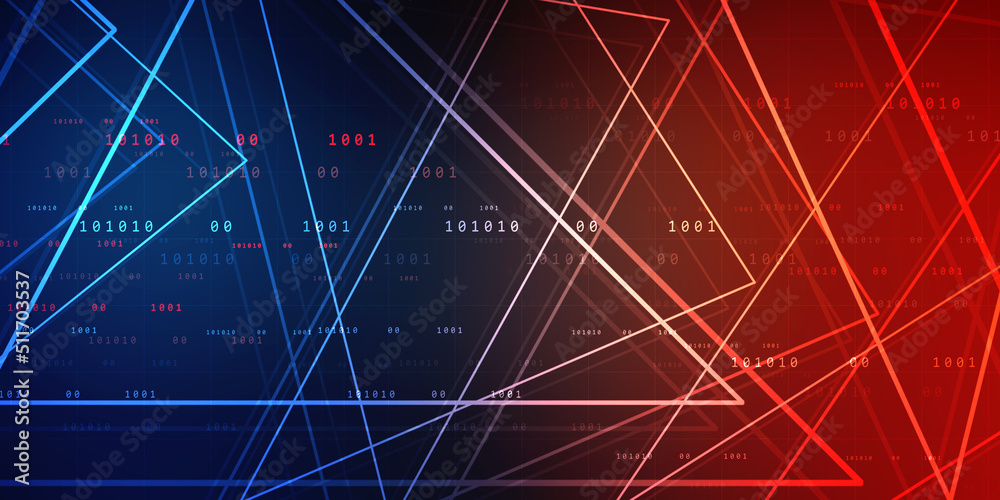 Poster 2d illustration abstract digital binary data on computer screen