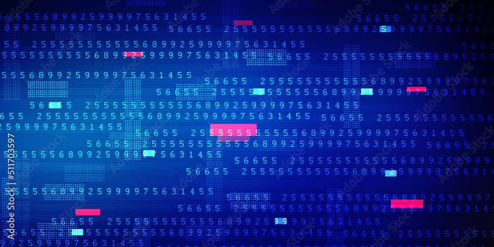 Poster 2d illustration abstract digital binary data on computer screen