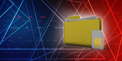 3d render SIM with folder