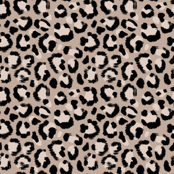 Leopard imitation brown seamless pattern. Vector illustration