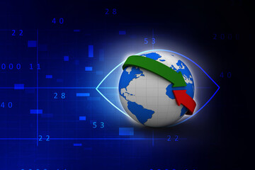3d illustration Arrow and Earth globe. 3d render