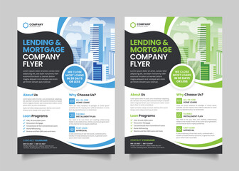 Fototapeta na wymiar Lending and Mortgage Company Flyer Poster Design Template